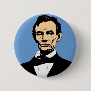 Bóton Redondo 5.08cm Ilustração de Abraham Lincoln no azul