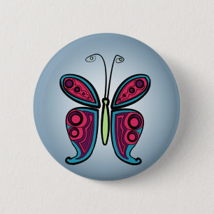 Bóton Redondo 5.08cm Ilustração de Borboleta Colorida