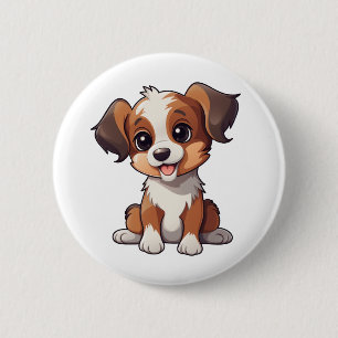 Bóton Redondo 5.08cm Ilustração de cachorro de desenho animado