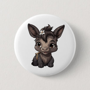 Bóton Redondo 5.08cm Ilustração de desenho animado burro