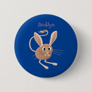 Bóton Redondo 5.08cm Ilustração de desenho animado de jerboa, de orelha