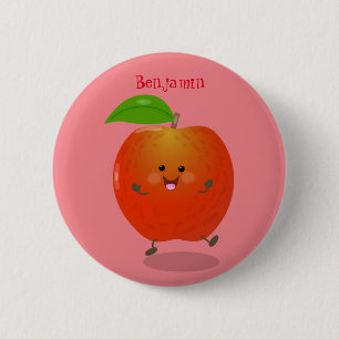 Bóton Redondo 5.08cm Ilustração de desenho animado de maçã dançant