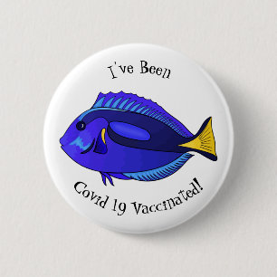 Bóton Redondo 5.08cm Ilustração de desenho animado de peixe marrom azul