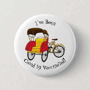 Bóton Redondo 5.08cm Ilustração de desenho animado do rickshaw Pedica