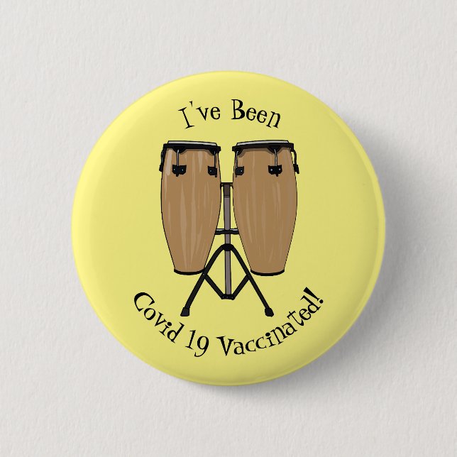 Bóton Redondo 5.08cm Ilustração de desenho animado do tambor de bongo (Frente)