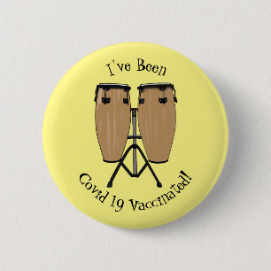 Bóton Redondo 5.08cm Ilustração de desenho animado do tambor de bongo