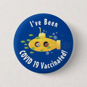 Bóton Redondo 5.08cm Ilustração de desenho animado submarino amarelo