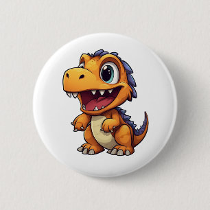 Bóton Redondo 5.08cm Ilustração de dinossauro de desenho animado
