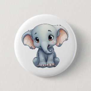 Bóton Redondo 5.08cm Ilustração de elefante de desenho animado