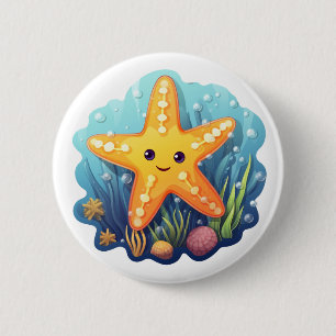 Bóton Redondo 5.08cm Ilustração de estrelas de desenho animado