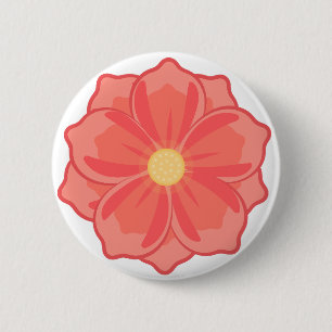 Bóton Redondo 5.08cm Ilustração de flor cor-de-rosa coral minimalista