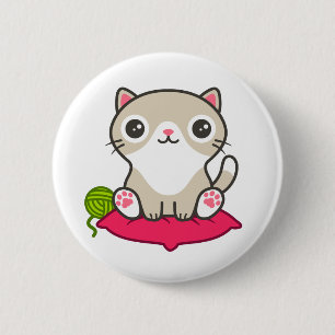 Bóton Redondo 5.08cm Ilustração de Gatinho de Cute
