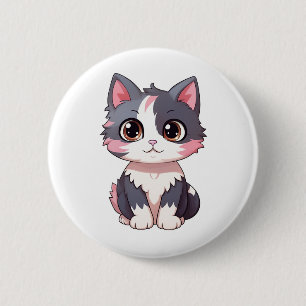 Bóton Redondo 5.08cm Ilustração de gato animado