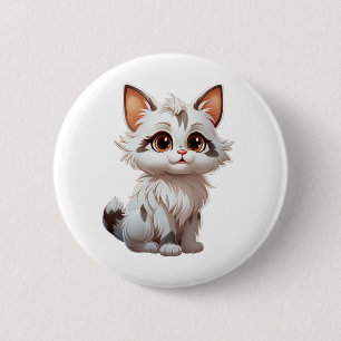 Bóton Redondo 5.08cm Ilustração de gato animado