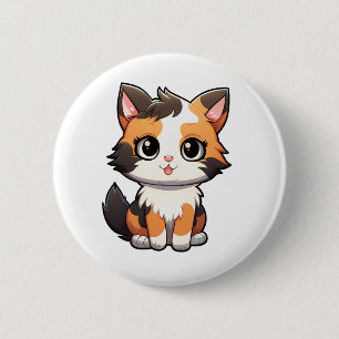 Bóton Redondo 5.08cm Ilustração de gato animado