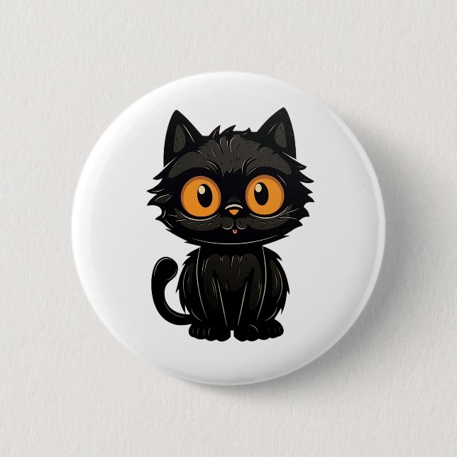 Bóton Redondo 5.08cm Ilustração de gato animado (Frente)