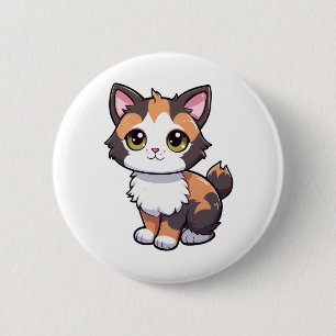 Bóton Redondo 5.08cm Ilustração de gato animado