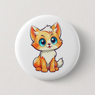 Bóton Redondo 5.08cm Ilustração de gato de desenho animado