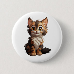 Bóton Redondo 5.08cm Ilustração de gato de desenho animado