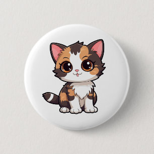 Bóton Redondo 5.08cm Ilustração de gato de desenho animado