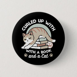 Bóton Redondo 5.08cm Ilustração de Gato do Livro ao Longo - Enrolada e