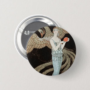Bóton Redondo 5.08cm ilustração de moda francesa de Beer George Barbier