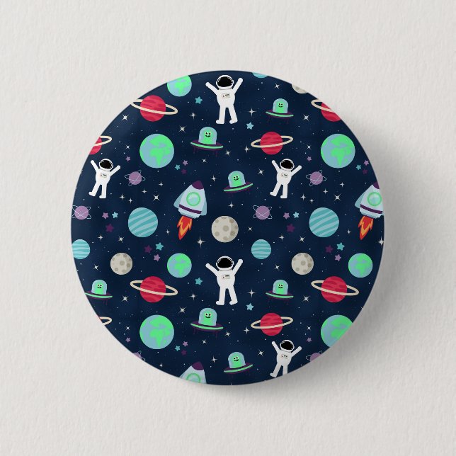 Bóton Redondo 5.08cm ilustração de padrão espacial (Frente)