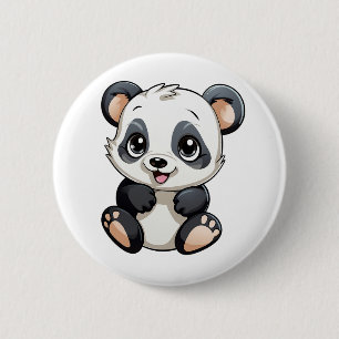 Bóton Redondo 5.08cm Ilustração de panda de desenho animado