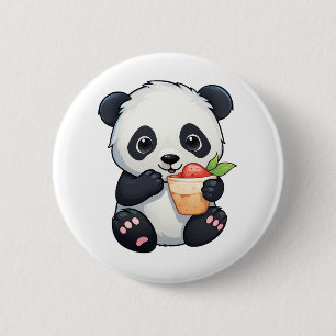 Bóton Redondo 5.08cm Ilustração de panda de desenho animado