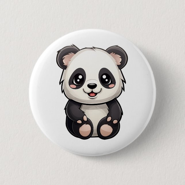 Bóton Redondo 5.08cm Ilustração de panda de desenho animado (Frente)