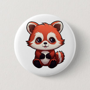 Bóton Redondo 5.08cm Ilustração de panda vermelha de desenho animado