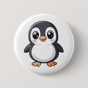 Bóton Redondo 5.08cm Ilustração de pinguim de desenho animado