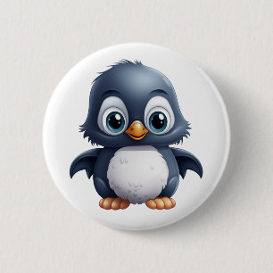 Bóton Redondo 5.08cm Ilustração de pinguim de desenho animado
