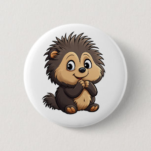 Bóton Redondo 5.08cm Ilustração de porcupina de desenho animado