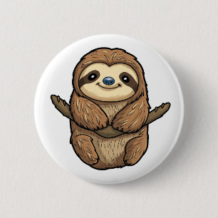 Bóton Redondo 5.08cm Ilustração de preguiça de desenho animado