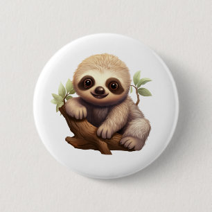 Bóton Redondo 5.08cm Ilustração de preguiça de desenho animado