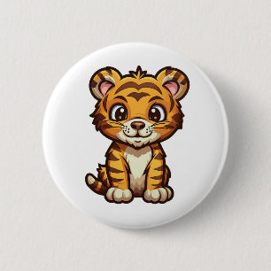 Bóton Redondo 5.08cm Ilustração de tigre de desenho animado