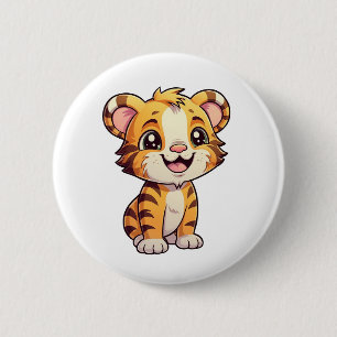 Bóton Redondo 5.08cm Ilustração de tigre de desenho animado