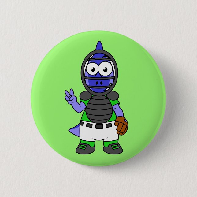 Bóton Redondo 5.08cm Ilustração De Uma Caçadora De Basebol De Parasauro (Frente)