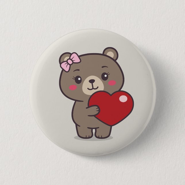 Bóton Redondo 5.08cm Ilustração do Urso de Teddy (Frente)