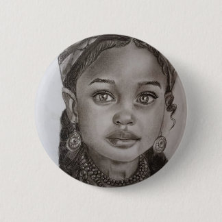 Bóton Redondo 5.08cm Ilustração Elegante de Menina em Carvão e Lápis