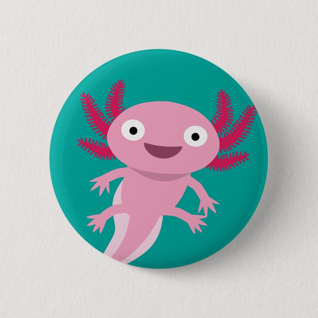 Bóton Redondo 5.08cm Ilustração Engraçada Axolotl (Frente)