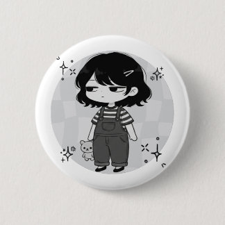 Bóton Redondo 5.08cm Ilustração Estética de Garota Chibi 'Estou Farta'
