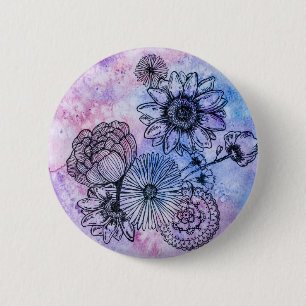 Bóton Redondo 5.08cm Ilustração floral na aguarela por Megaflora