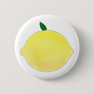 Bóton Redondo 5.08cm Ilustração Vibrante de Limão Amarelo