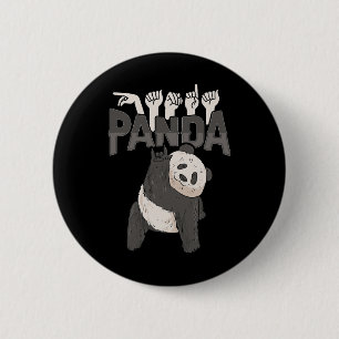 Bóton Redondo 5.08cm ILY Panda ASL Gesto de Mão surdo surdo perda de au