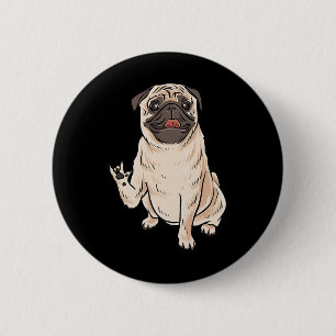 Bóton Redondo 5.08cm ILY PUG DOG ASL Gesto manual surdo ouvindo perda A