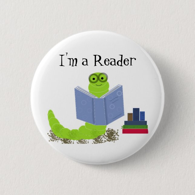 Bóton Redondo 5.08cm I'm a Reader, Bookworm (Frente)