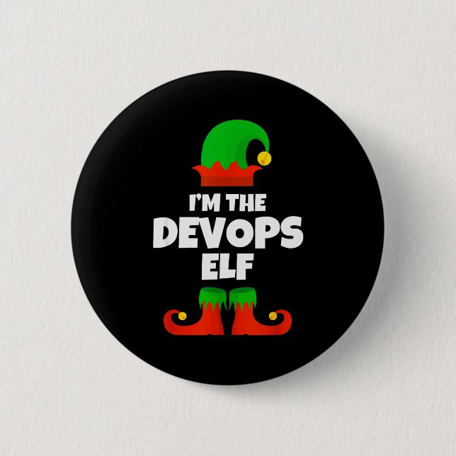 Bóton Redondo 5.08cm I'm The Devops Elf Family Pajama Christmas Enginee (Frente)