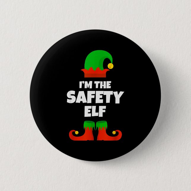 Bóton Redondo 5.08cm I'm The Safety Elf Family Pajama Christmas Funny  (Frente)